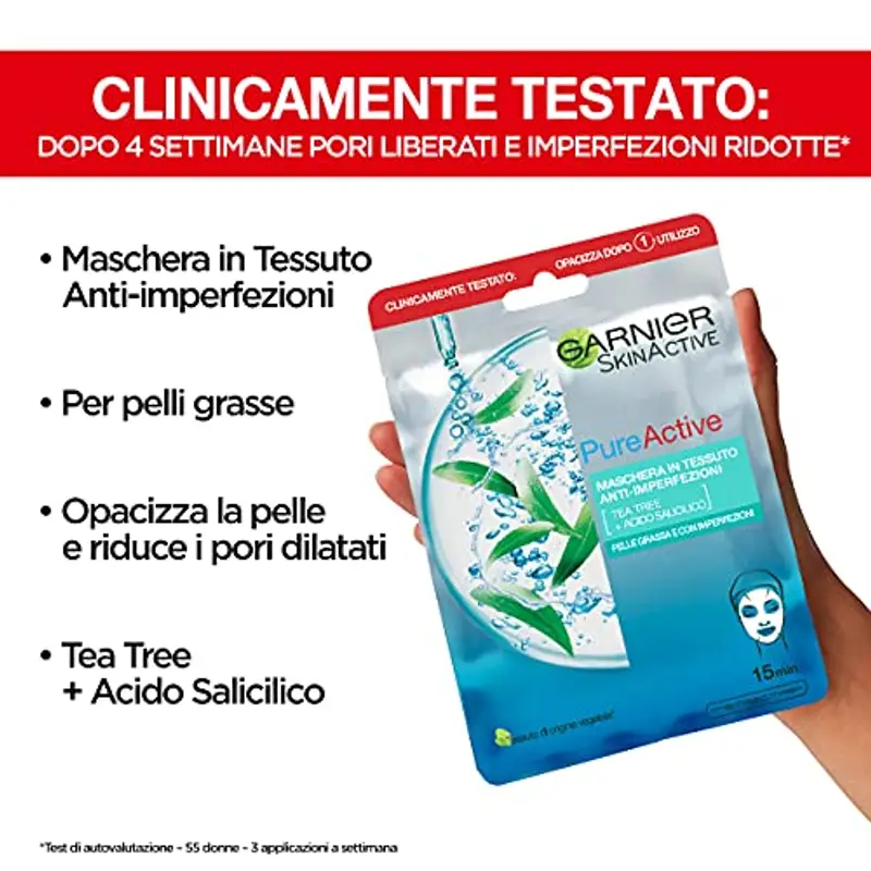 Garnier SkinActive, Maschera in tessuto anti-imperfezioni e idratante Pure Active, Per pelli grasse con imperfezioni miniatura 2