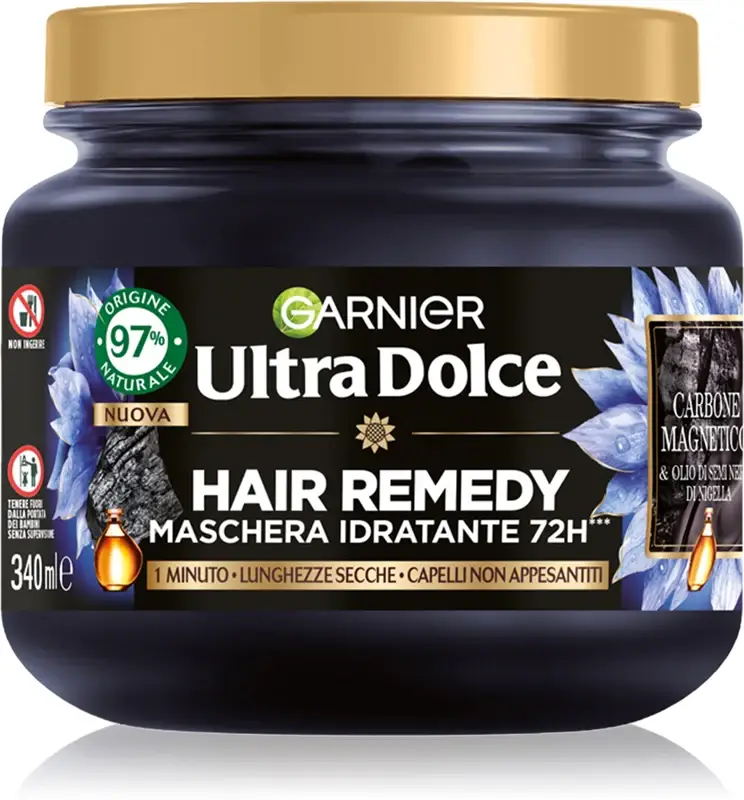 Ultra Dolce Carbone Magnetico Maschera Idratante Per Cuoi Capelluti Grassi E Punte Secche 340 Ml