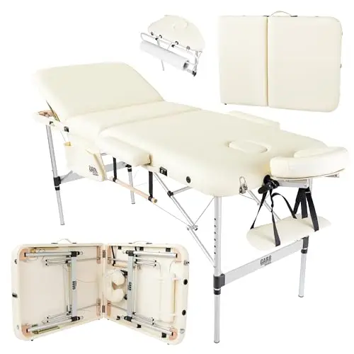 GARR Solution Lettino Massaggio Portatile 3 Zone in Alluminio, Professionale per Estetista, Fisioterapia e Tattoo,