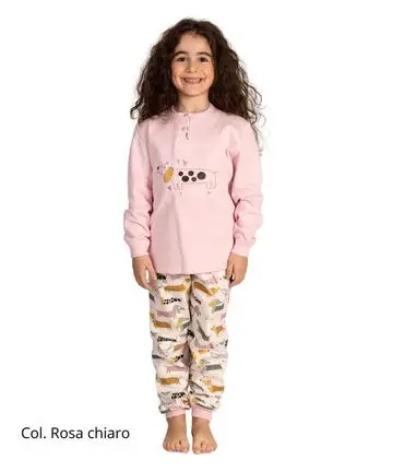 Pigiama da bambina in calda felpa di cotone Gary 2054 Tg 3/7 anni