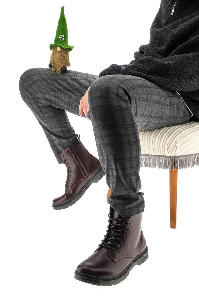 Anfibi Aubergine Con Cerniera laterale Gas Nottingham [BURGUNDY]