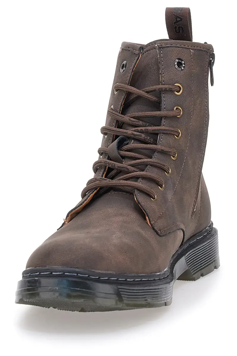 Anfibi marroni stringati zip laterale Gas GAM521551 [MARRONE] miniatura 3