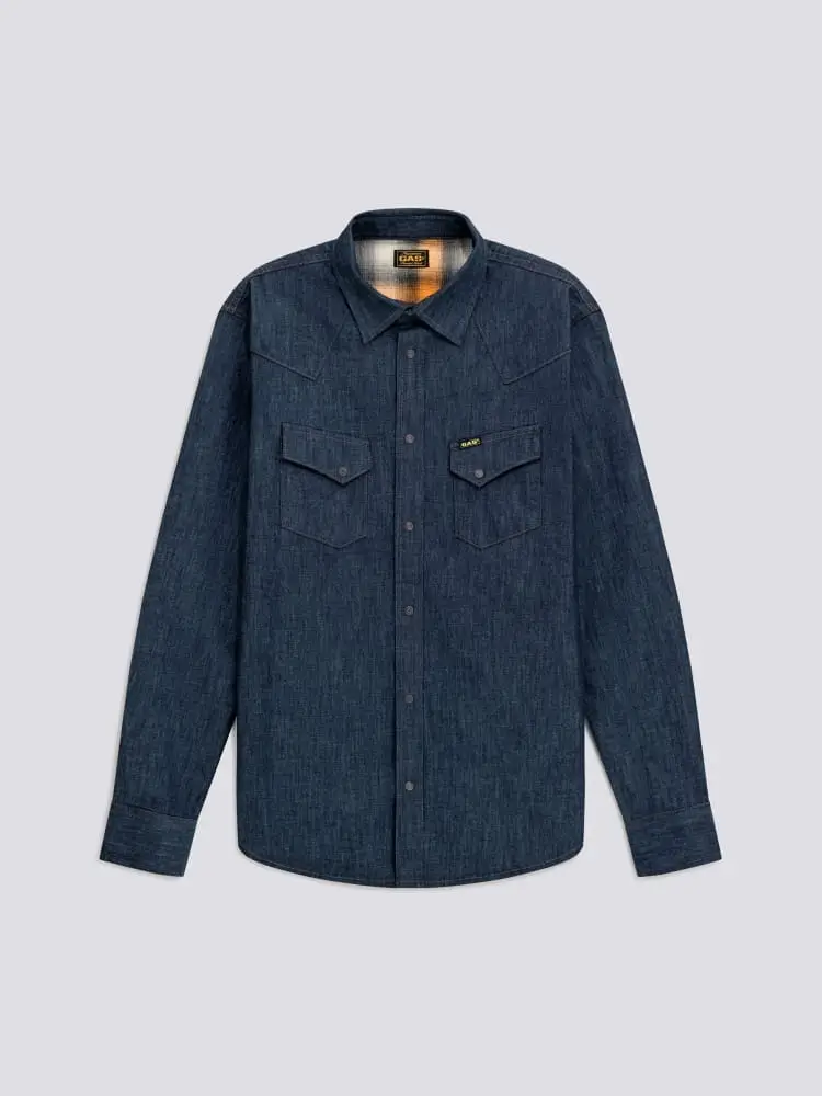 camicia a maniche lunghe in cotone blu