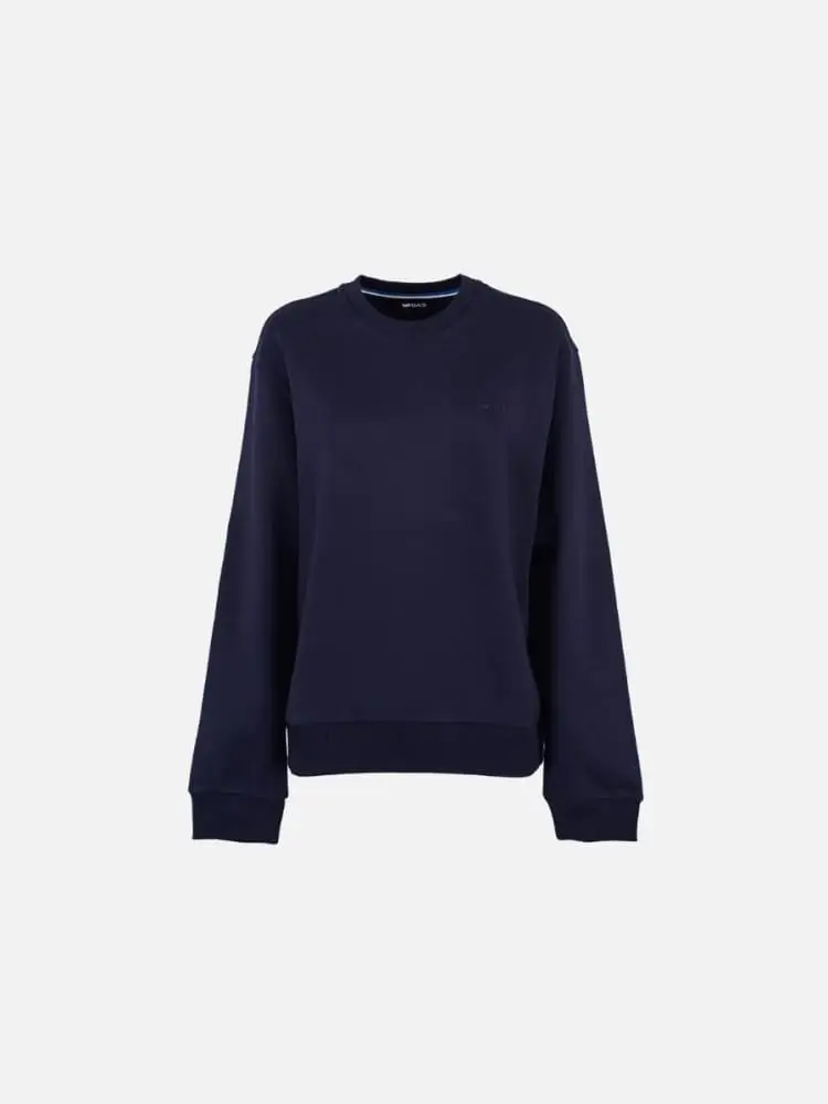 felpa girocollo in cotone blu scuro