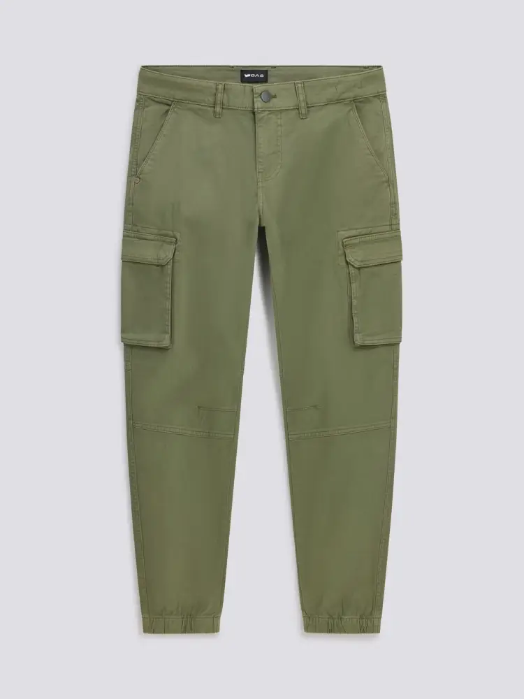pantalone cargo bob gym in cotone verde militare