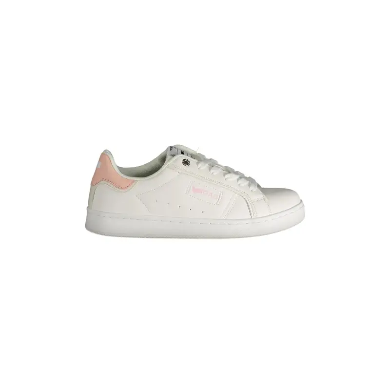 Scarpe Sneakers Donna Bianche con Dettagli Rosa e Logo Bianco