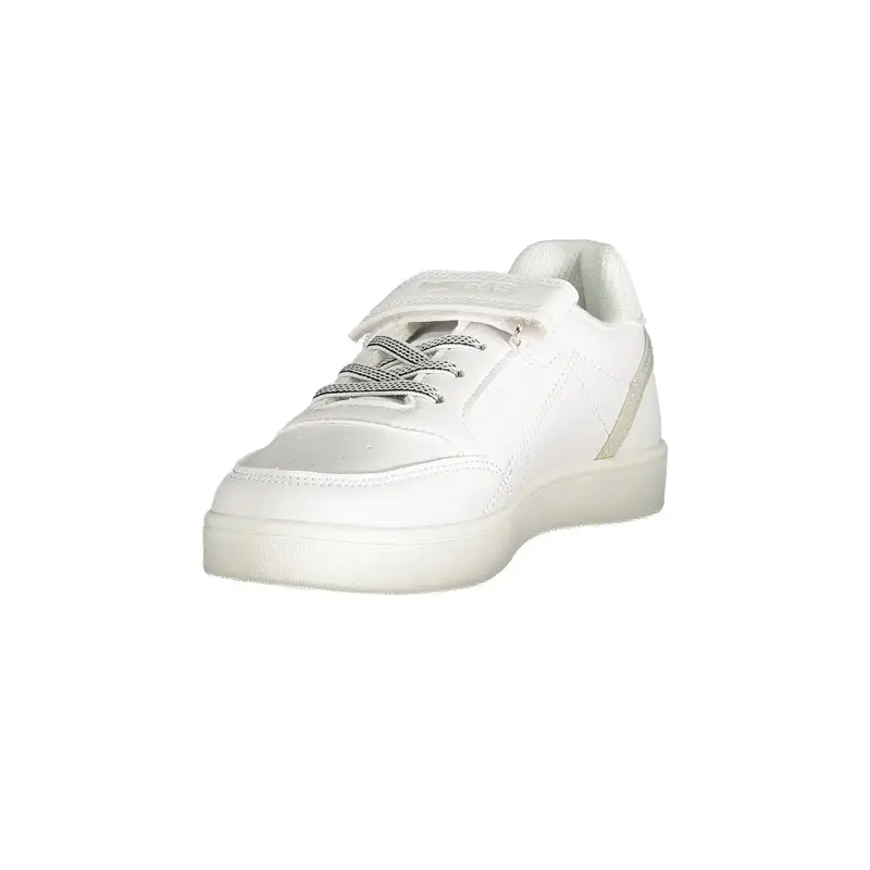 Scarpe Sportive Bambino Bianche con Lacci Elastici e Strap Bianco miniatura 3