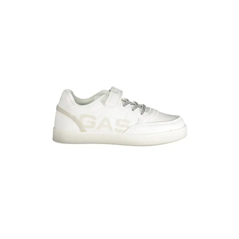 Scarpe Sportive Bambino Bianche con Lacci Elastici e Strap Bianco