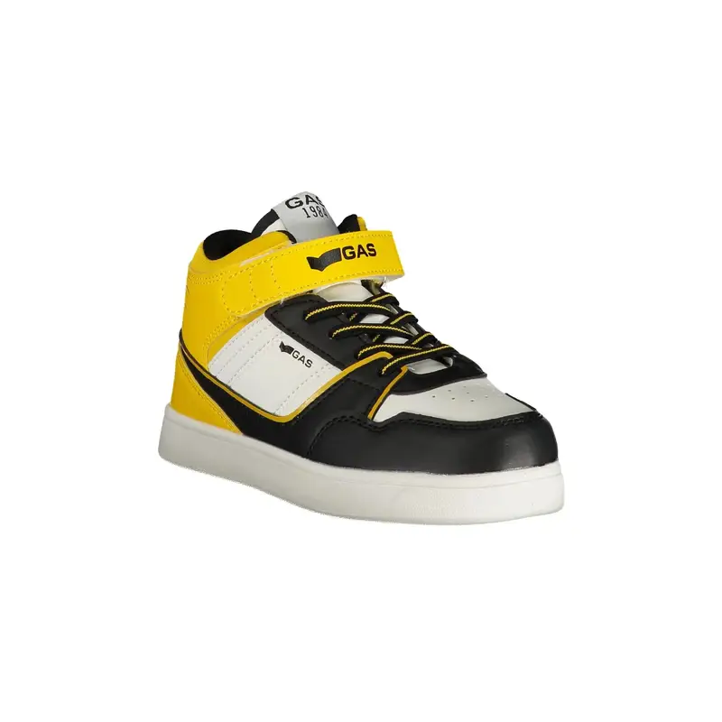 Sneakers Bambino Gialle Alte Lacci Elastici Strap Logo Giallo miniatura 2