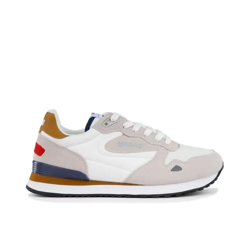 Sneakers beige con logo laterale e inserti a contrasto