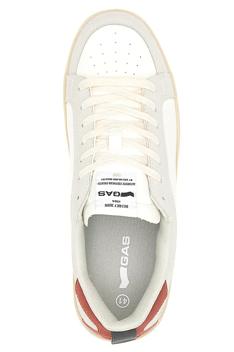 Sneakers beige e bianche con inserti a contrasto Gas NIKA MIX [WHITE RED] miniatura 3