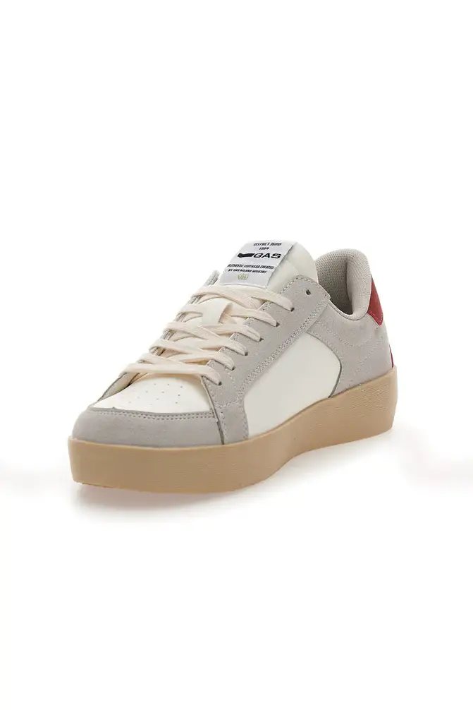 Sneakers beige e bianche con inserti a contrasto Gas NIKA MIX [WHITE RED] miniatura 4