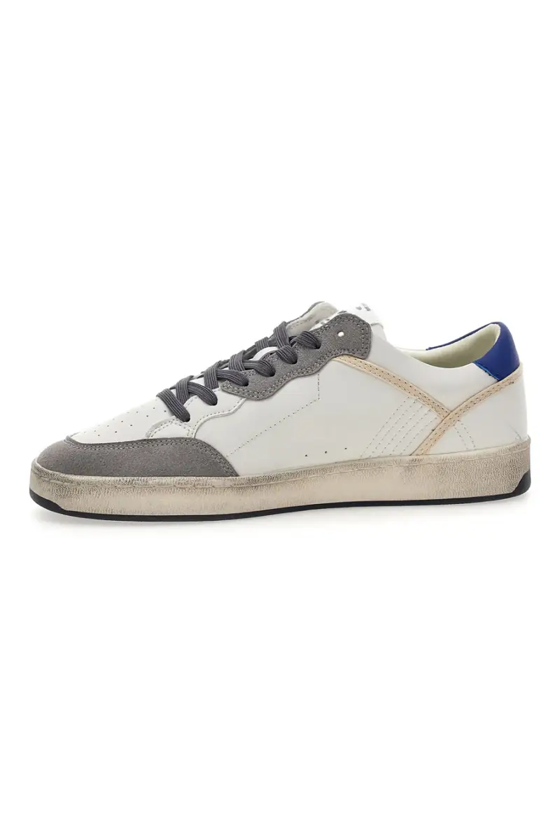 Sneakers bianche e grigie con dettagli used Gas GIOVI GS MIX [WHITE BLUE] miniatura 5