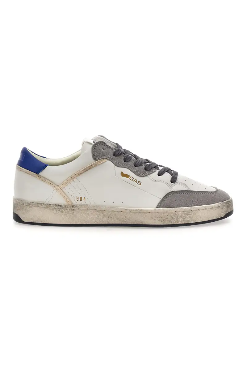 Sneakers bianche e grigie con dettagli used Gas GIOVI GS MIX [WHITE BLUE]