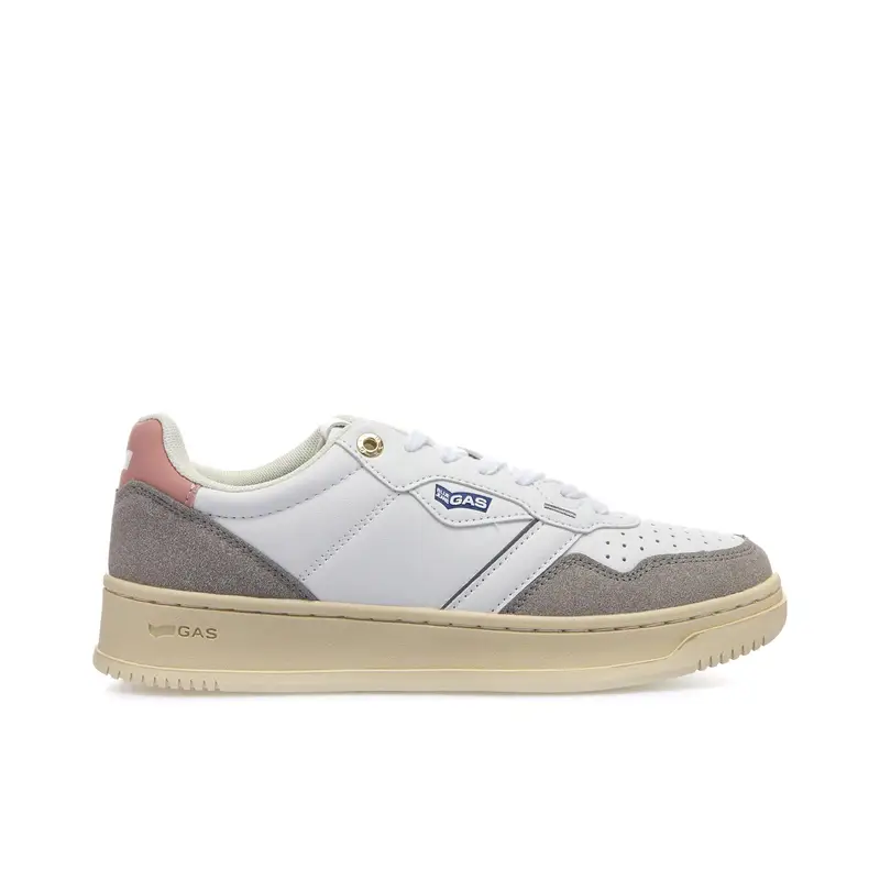 Sneakers bianche e grigie con suola platform e logo