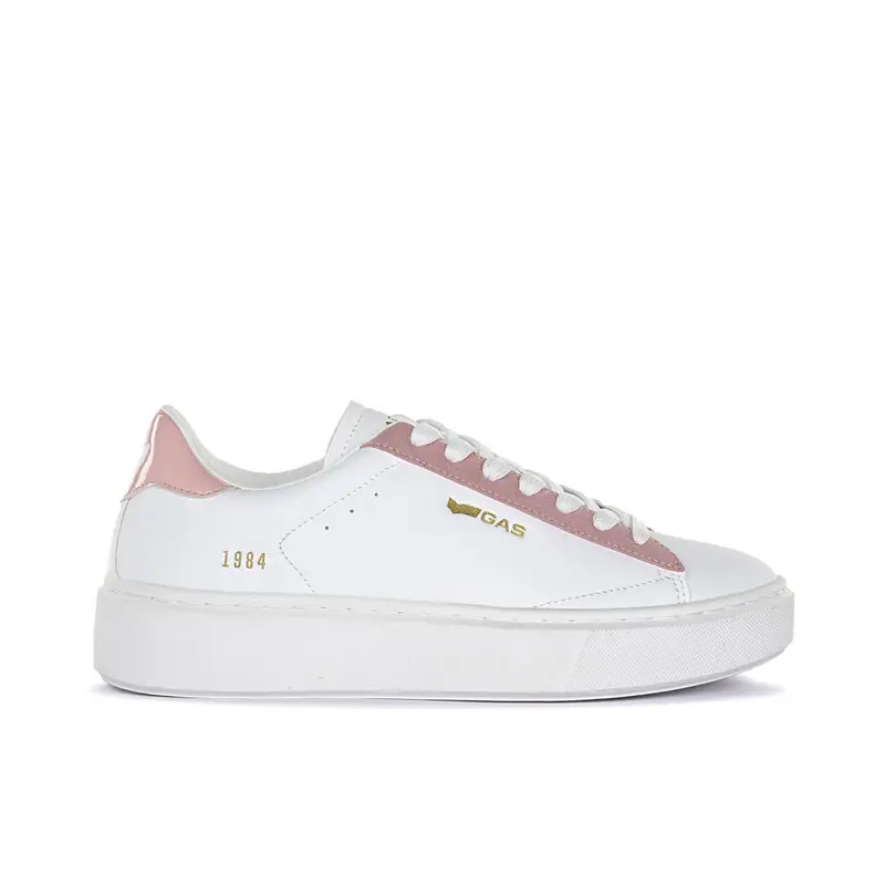 Sneakers bianche e rosa con suola platform e inserti a contrasto