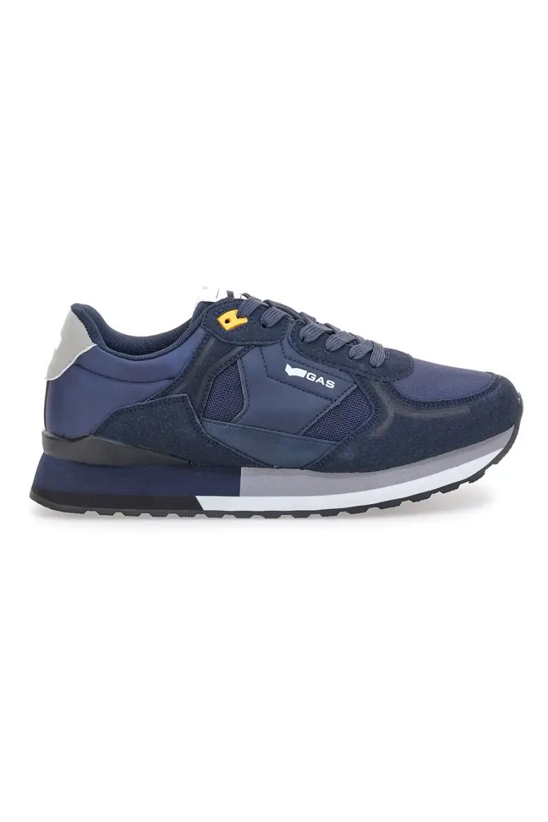Sneakers blu con inserti multimateriale Gas Logan Mix Deep [DEEP]