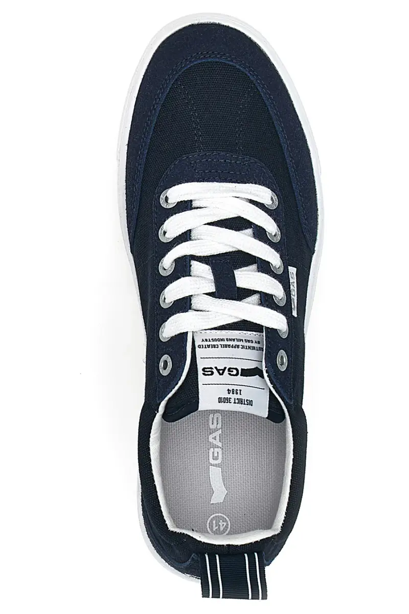 Sneakers blu in tela con suola bianca Gas 514005 [NAVY] miniatura 3