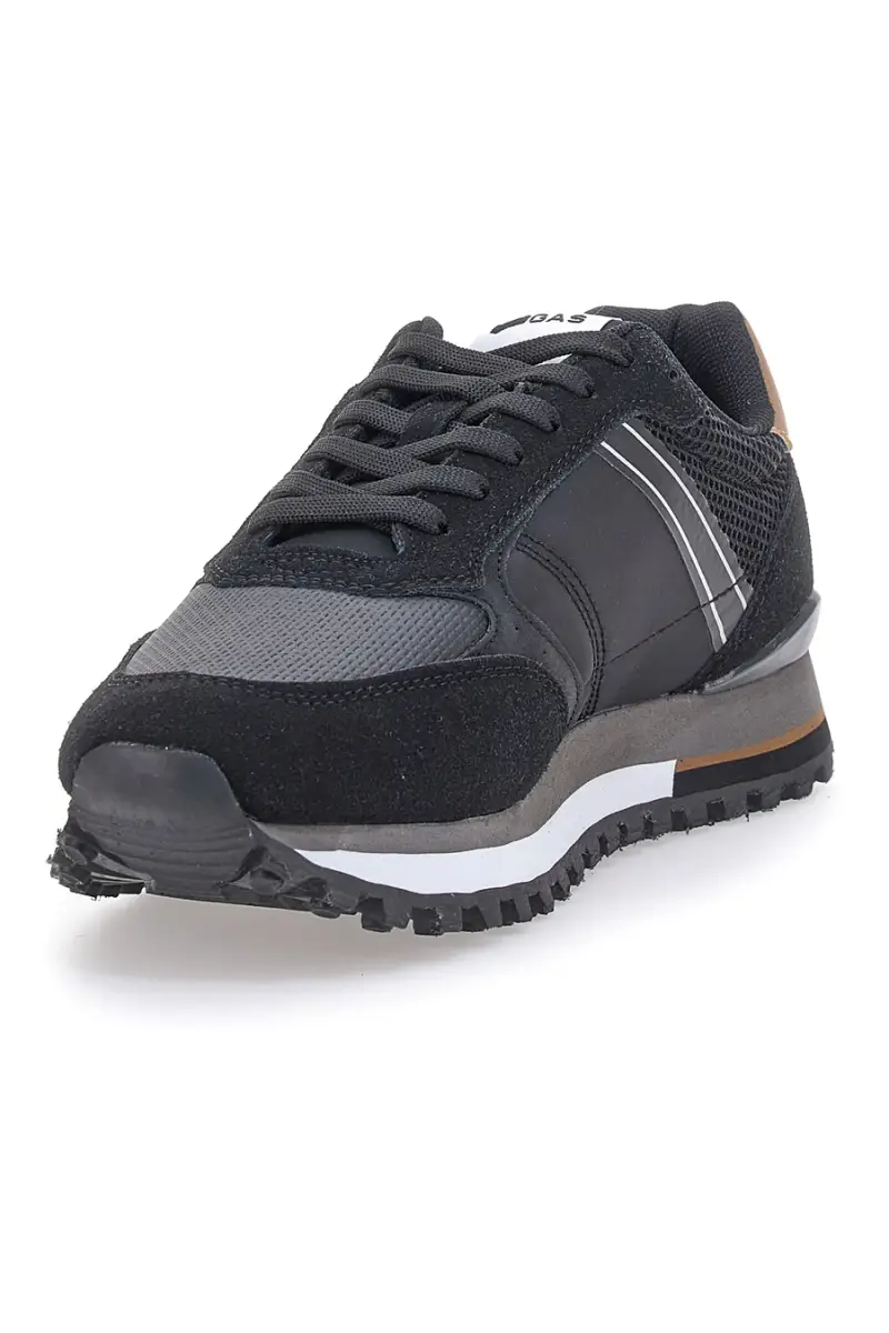 Sneakers nere con logo laterale GAS 423901 [NERO] miniatura 3