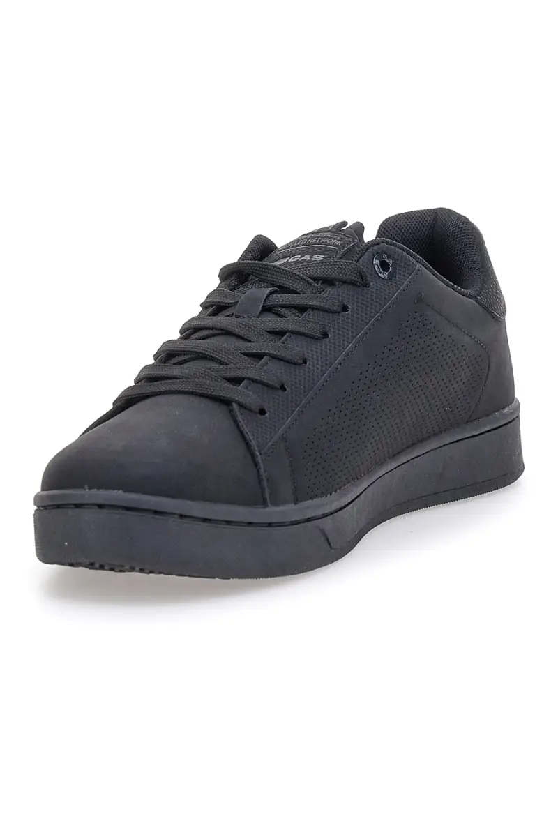 Sneakers nere in simil nabuk con logo traforato Gas GAM524117 [NERO] miniatura 3