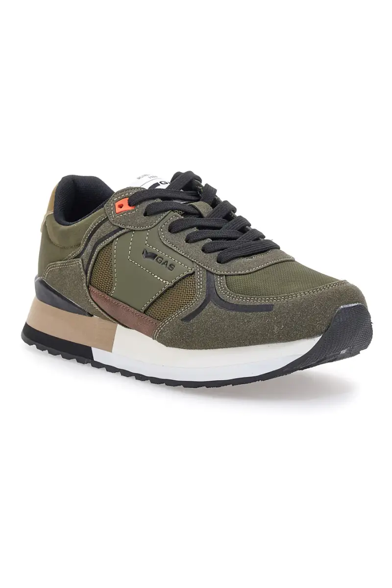 Sneakers verdi con inserti multimateriale Gas Logan Mix Deep [MILIT.GREEN miniatura 2