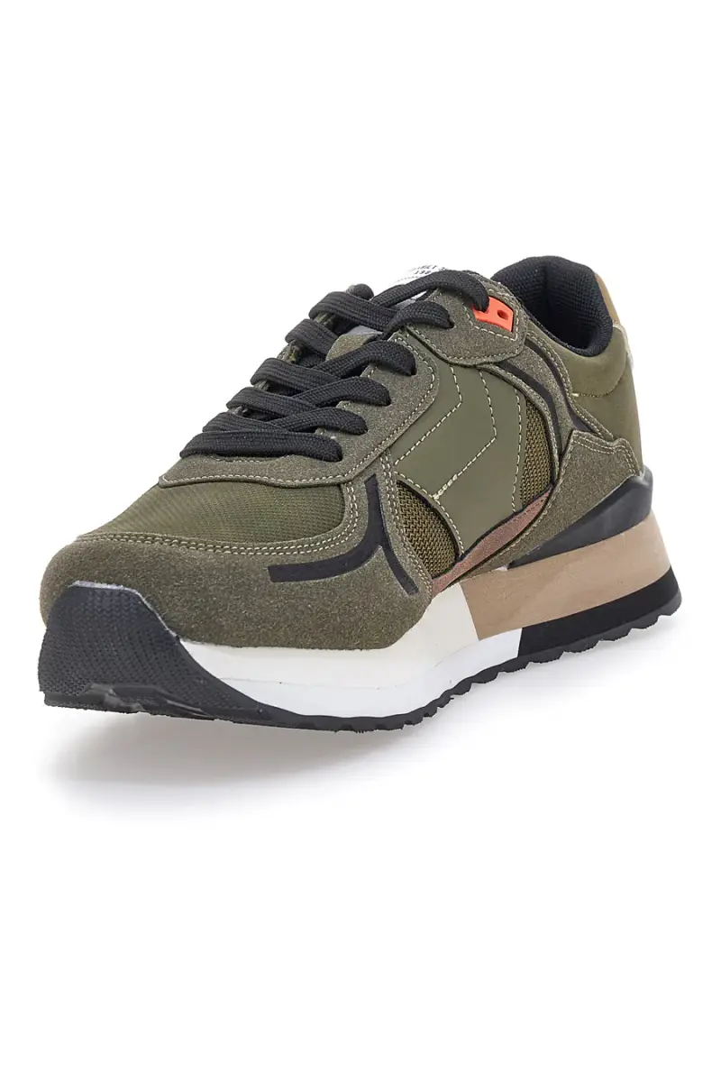 Sneakers verdi con inserti multimateriale Gas Logan Mix Deep [MILIT.GREEN miniatura 3