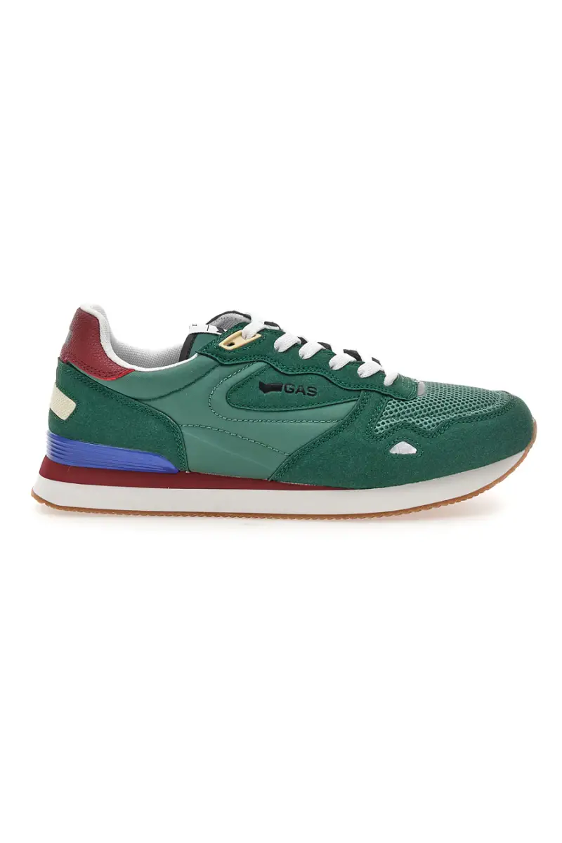 Sneakers verdi in tessuto con dettagli scamosciati Gas OMY MIX [GREEN RED]