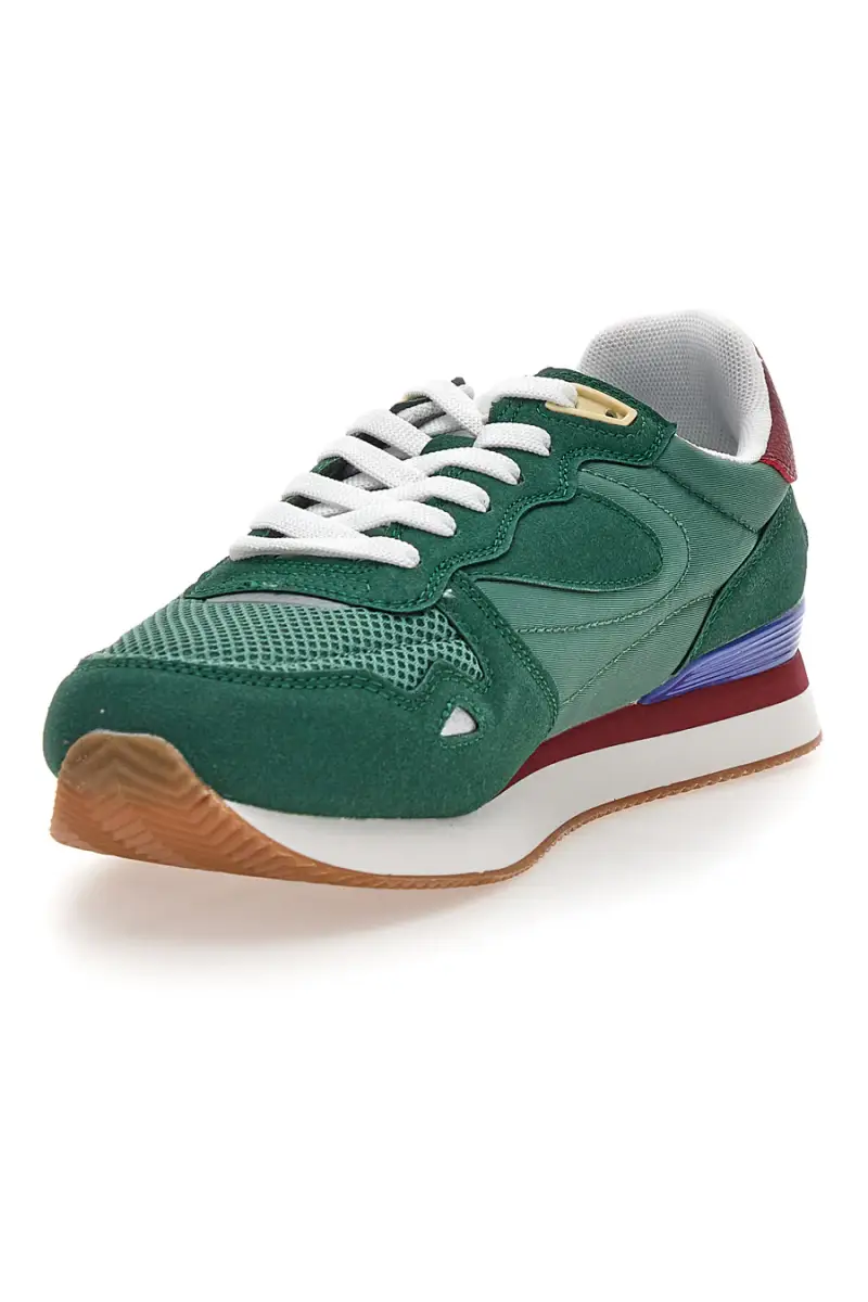 Sneakers verdi in tessuto con dettagli scamosciati Gas OMY MIX [GREEN RED] miniatura 4