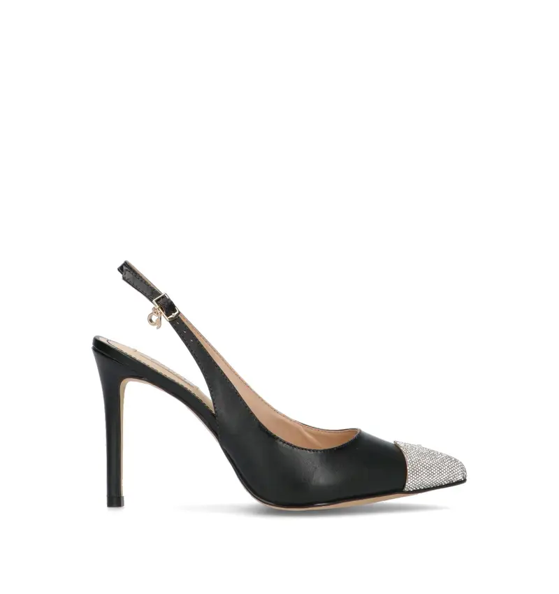 Slingback donna nera/grigia in pelle Vario
