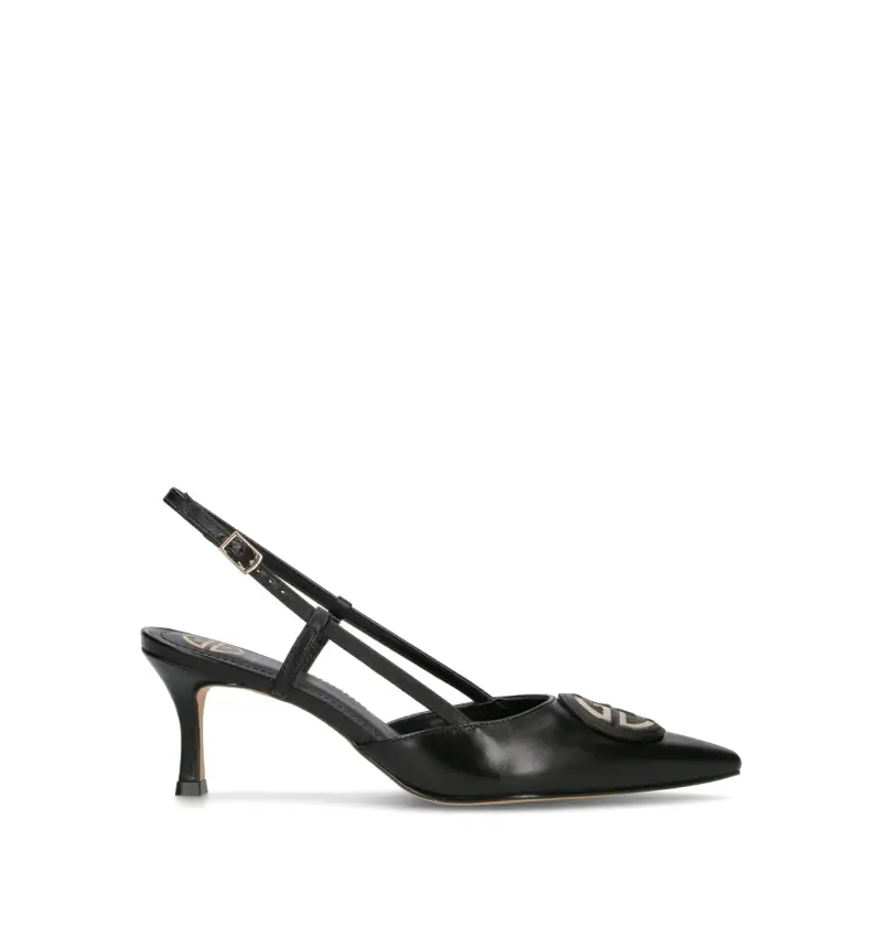Slingback donna nera in pelle Vario