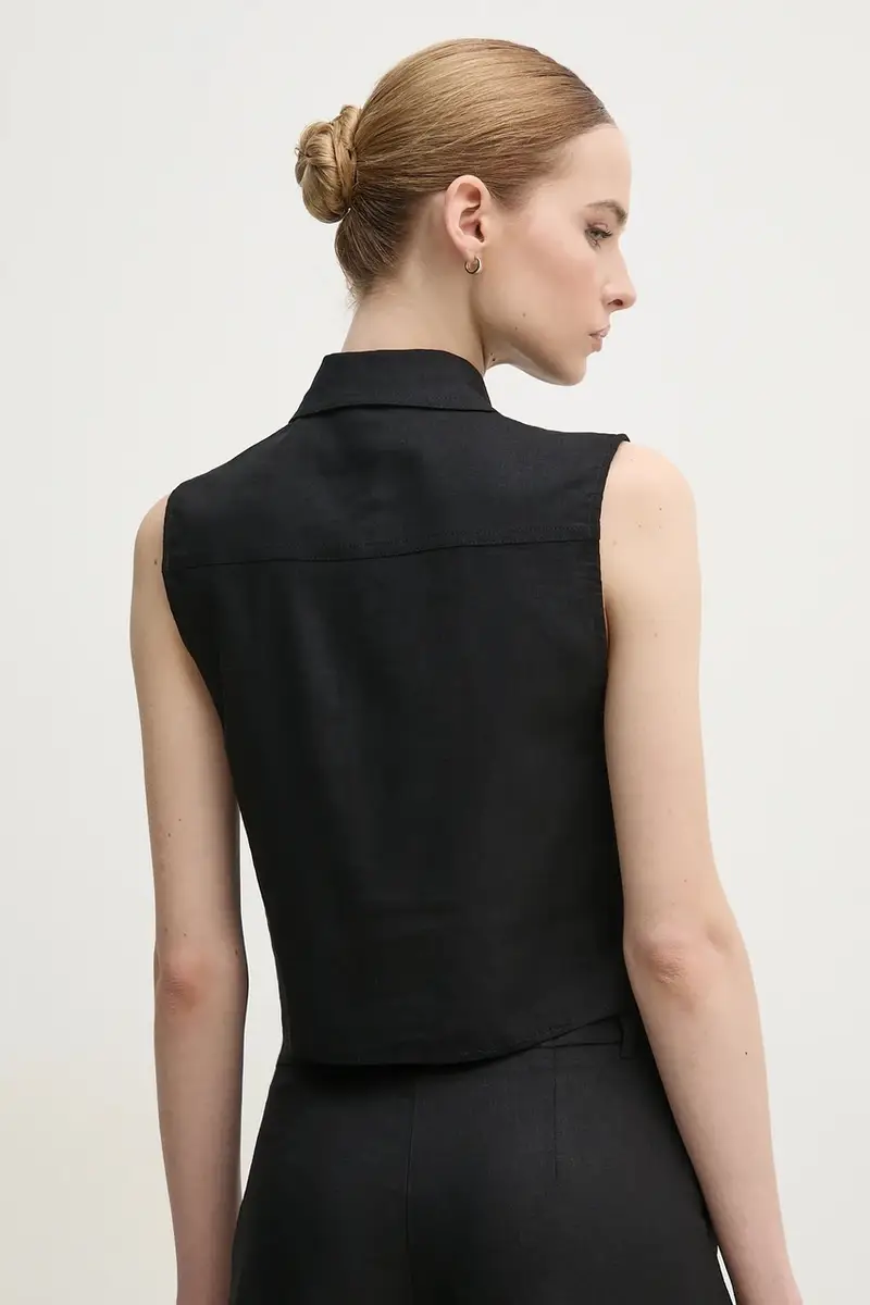 camicia di lino donna colore nero 511BD45033 miniatura 3