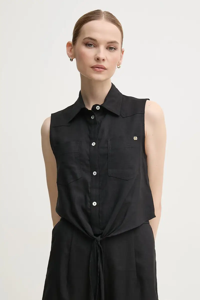 camicia di lino donna colore nero 511BD45033