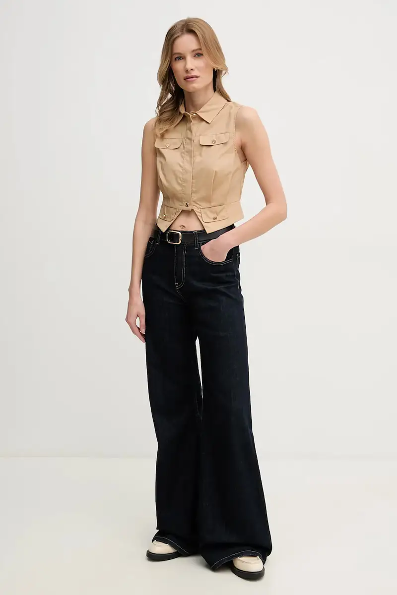 camicia in cotone donna colore beige 511FD45009 miniatura 2