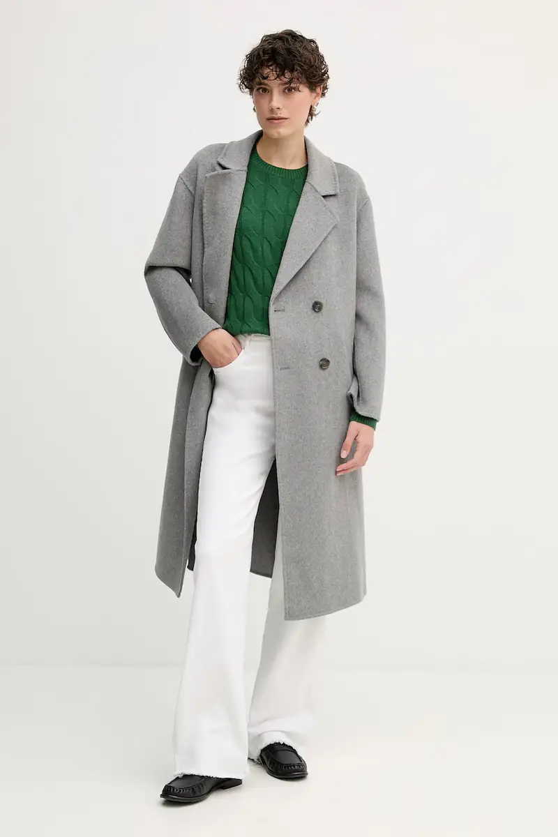 cappotto con lana colore grigio 521FD35010 miniatura 2