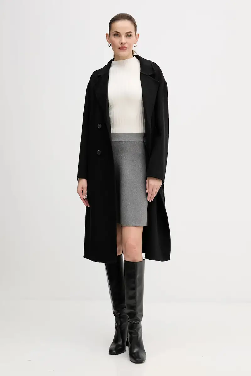 cappotto con lana colore nero 521FD35010 miniatura 2