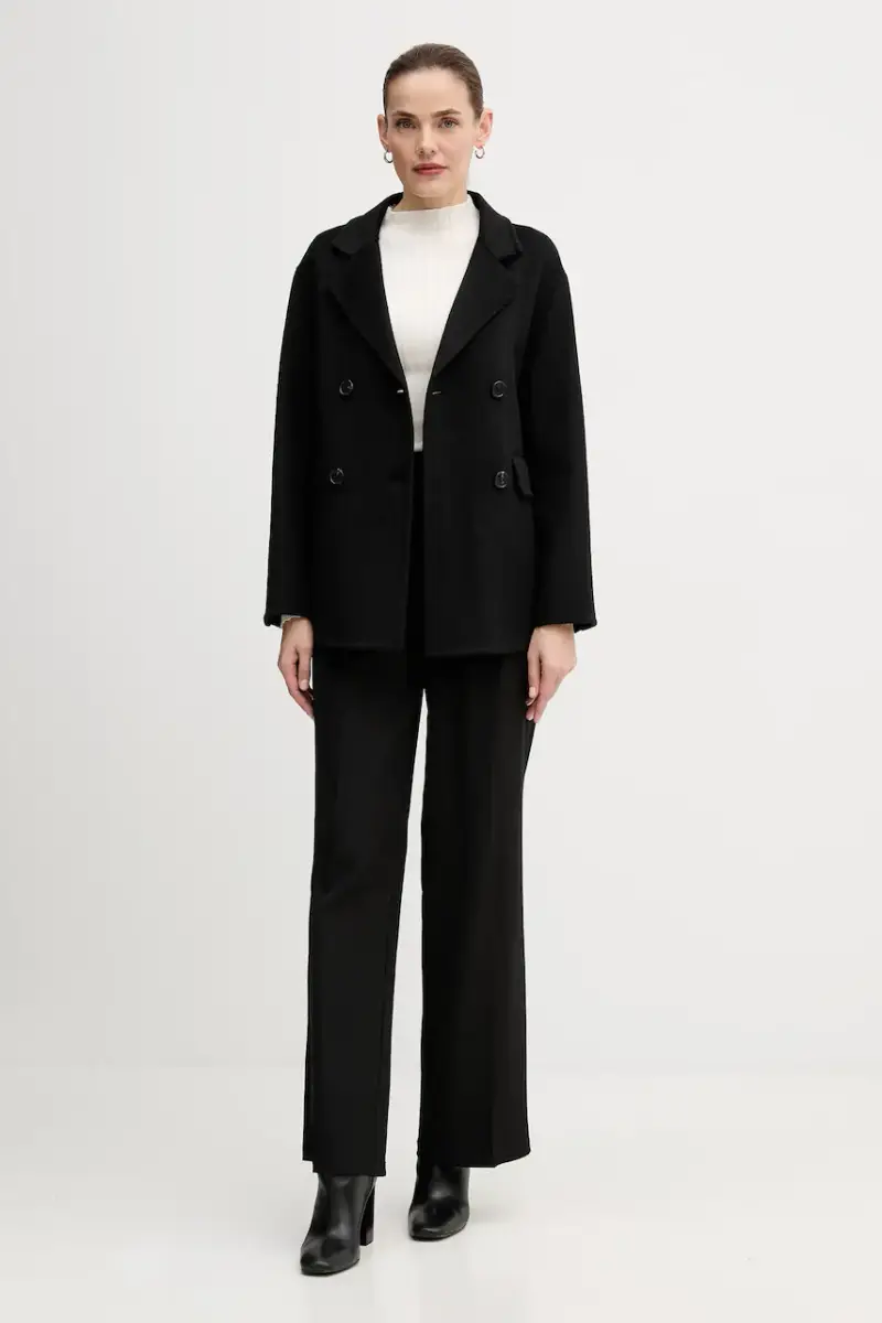 cappotto con lana colore nero 521FD35011 miniatura 2