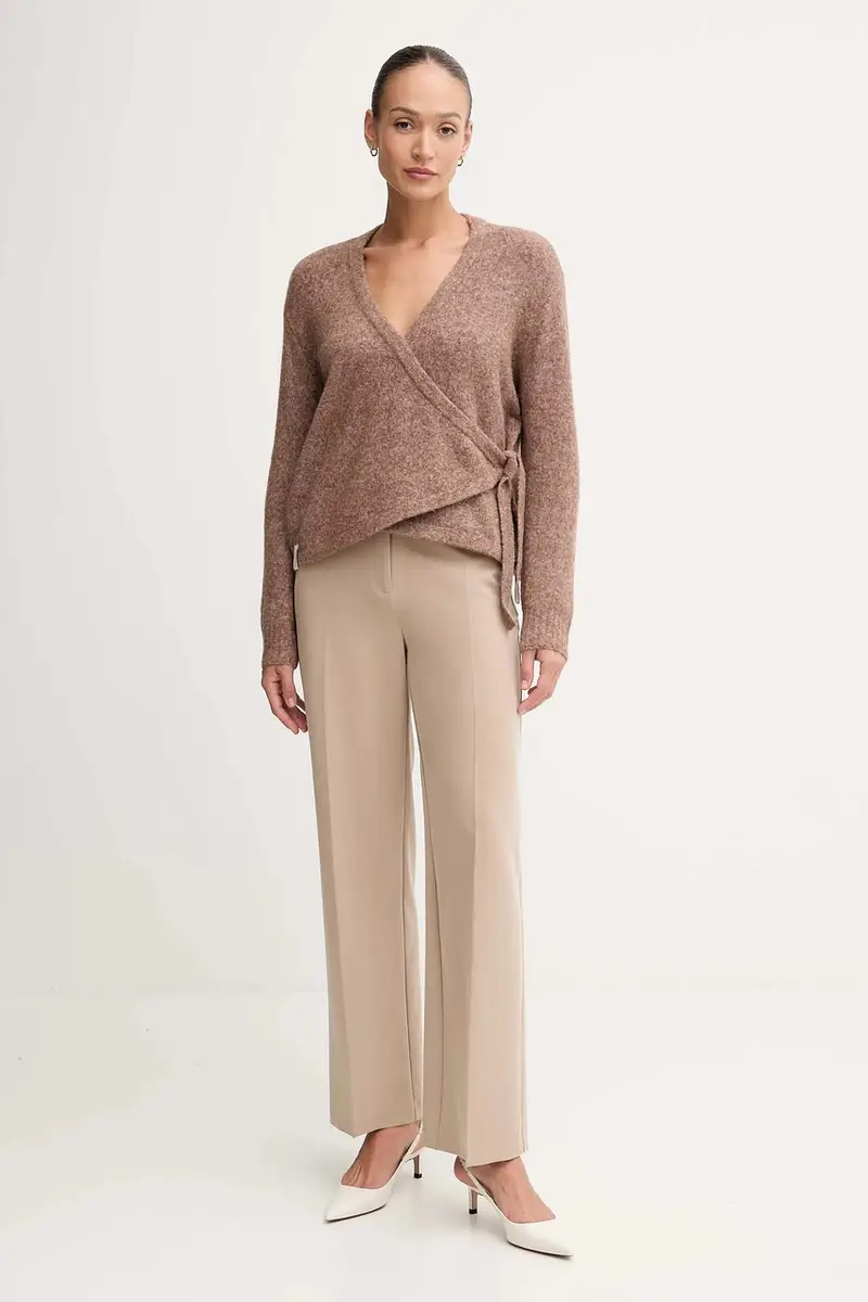 cardigan con lana colore marrone 521FD53010 miniatura 2