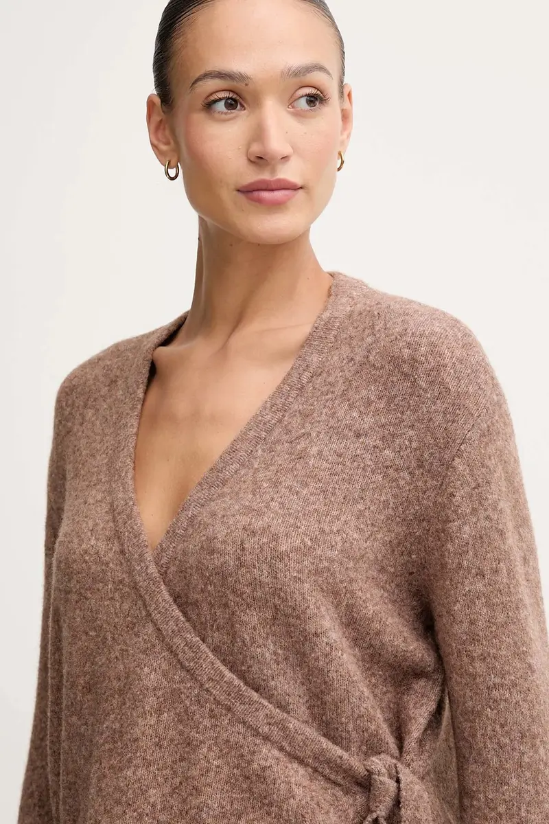 cardigan con lana colore marrone 521FD53010 miniatura 4