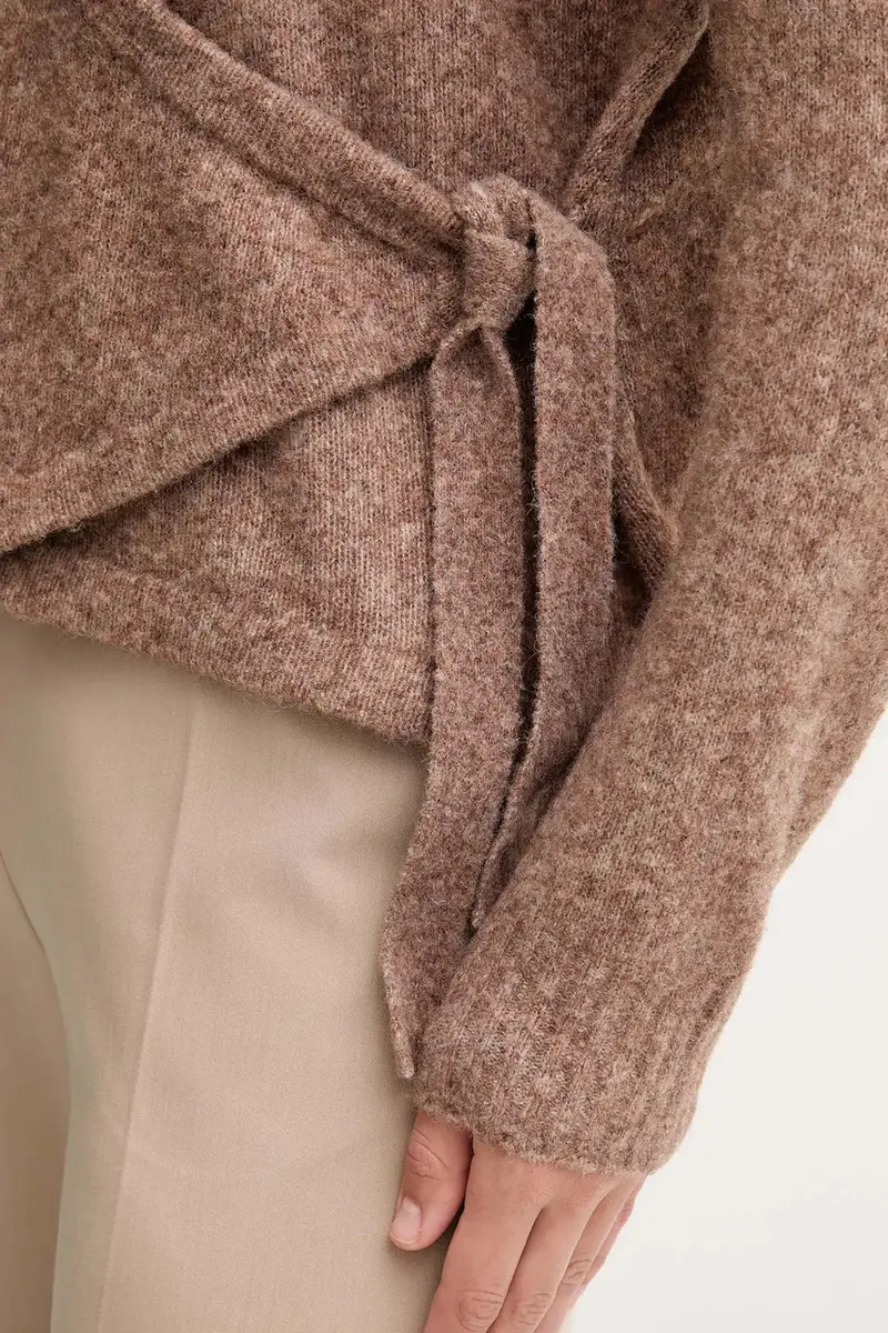 cardigan con lana colore marrone 521FD53010 miniatura 5