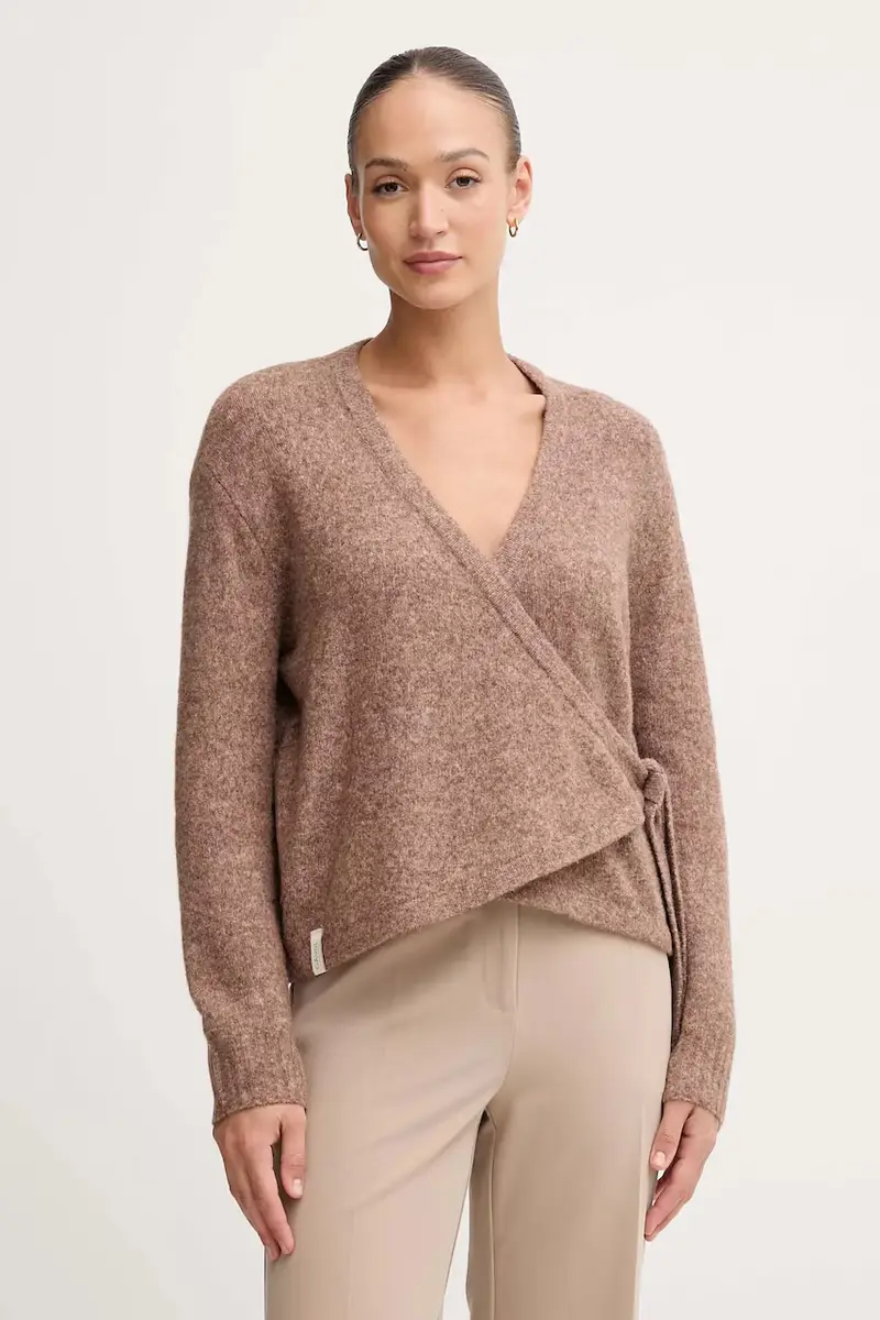 cardigan con lana colore marrone 521FD53010