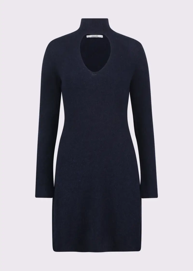 Fashion Abito blu da donna in filato con collo alto