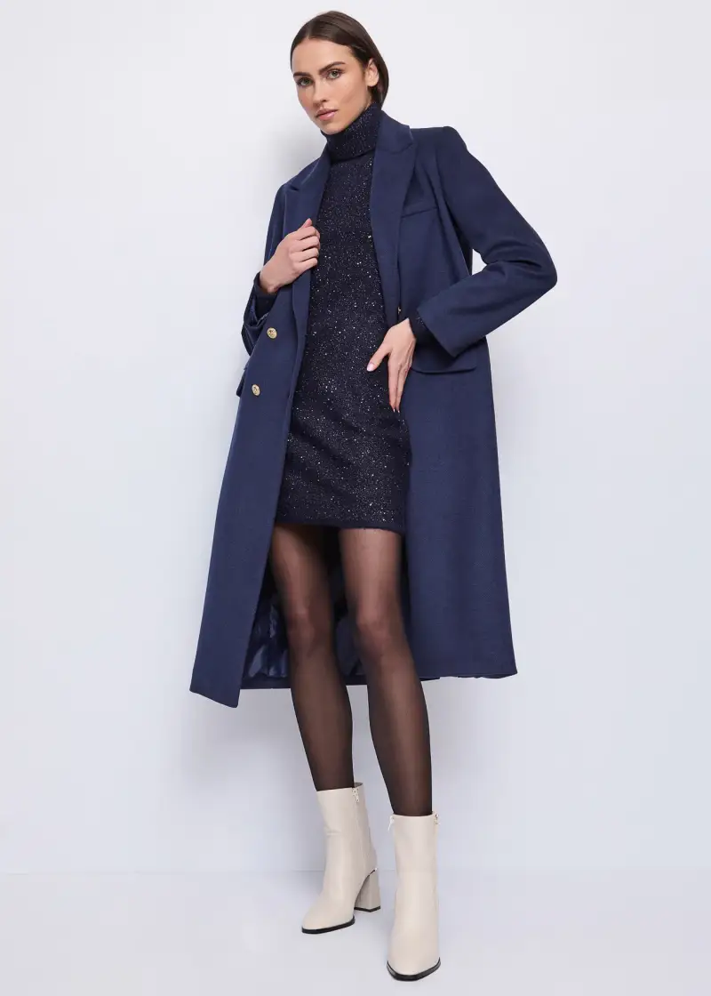 Fashion Abito blu da donna in filato con paillettes