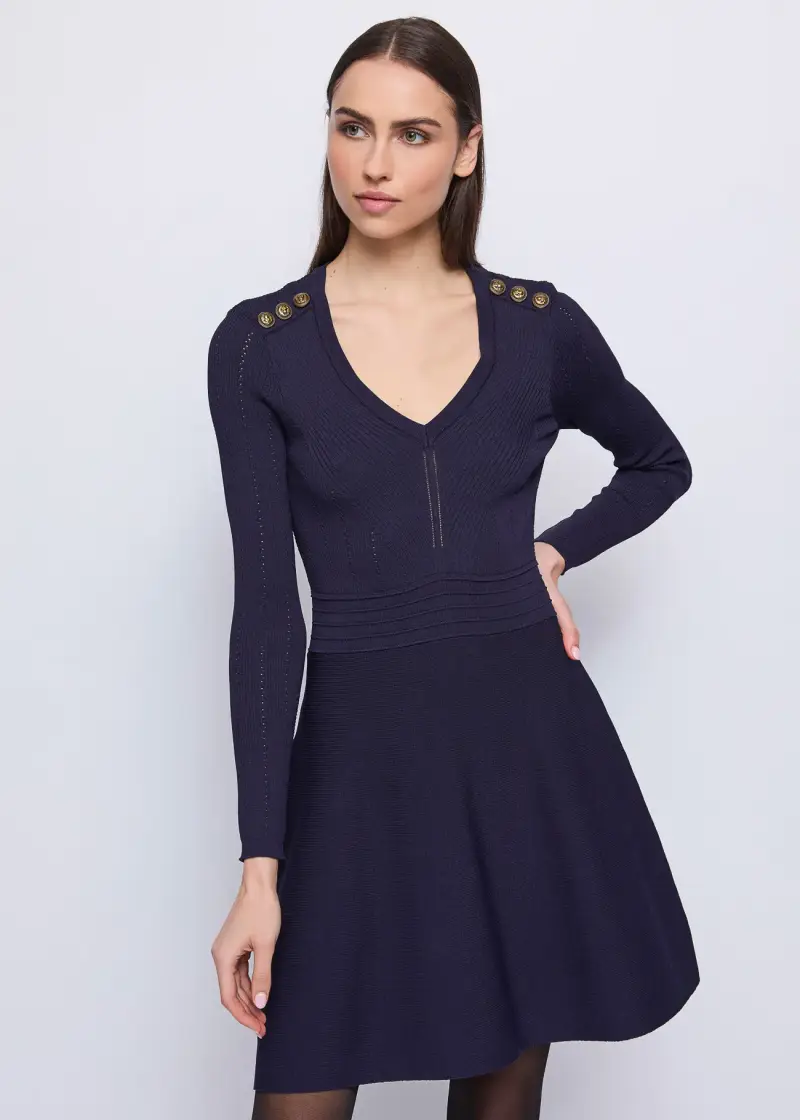 Fashion Abito da donna con scollo a V Blu