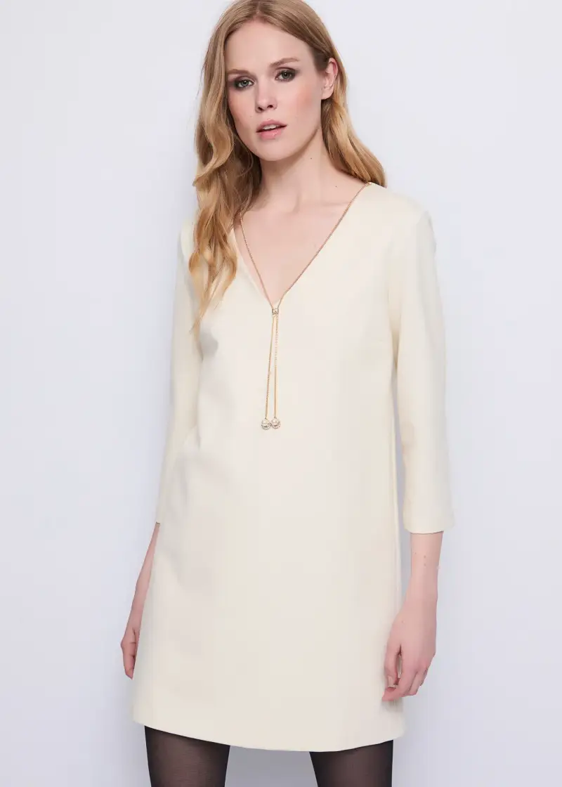 Fashion Abito da donna con scollo a V Naturale