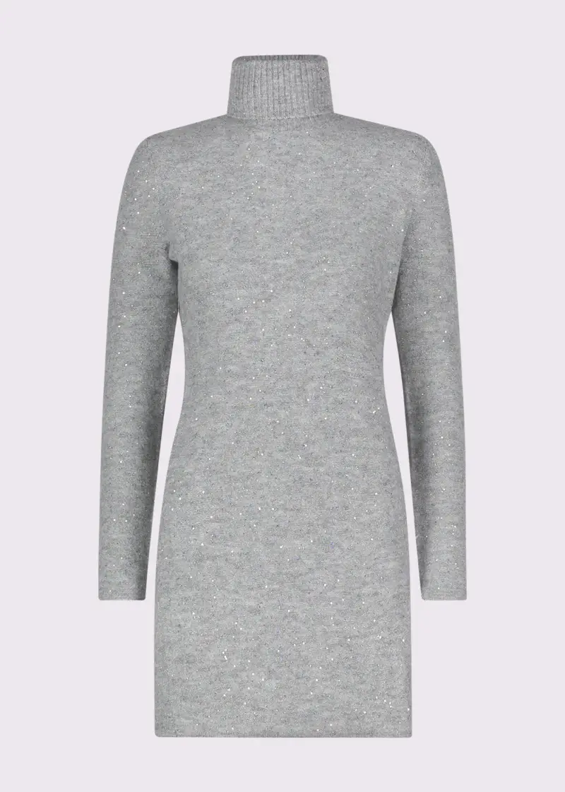 Fashion Abito grigio da donna in filato con paillettes Nero