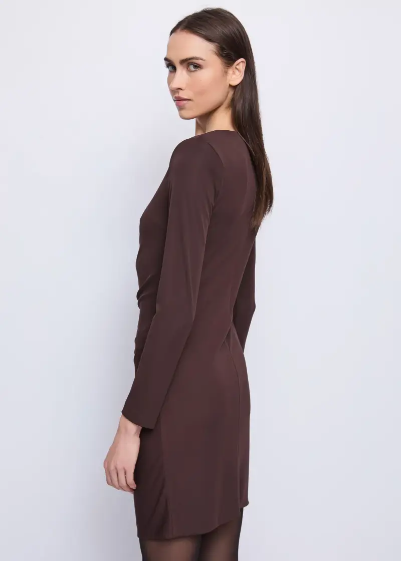 Fashion Abito marrone da donna drappeggiato miniatura 2