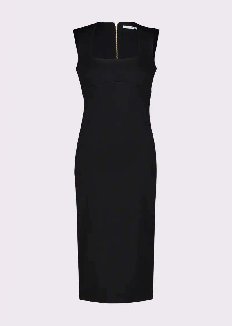 Fashion Abito nero da donna con scollatura quadrata