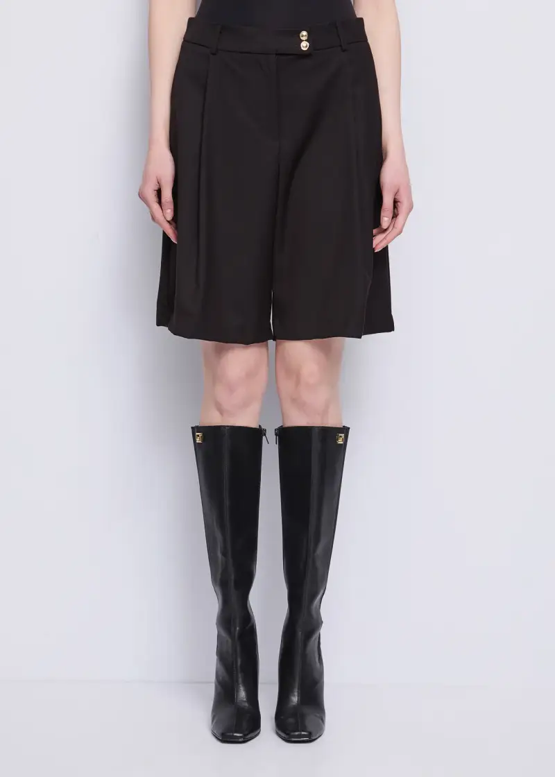 Fashion Bermuda da donna a vita alta Nero