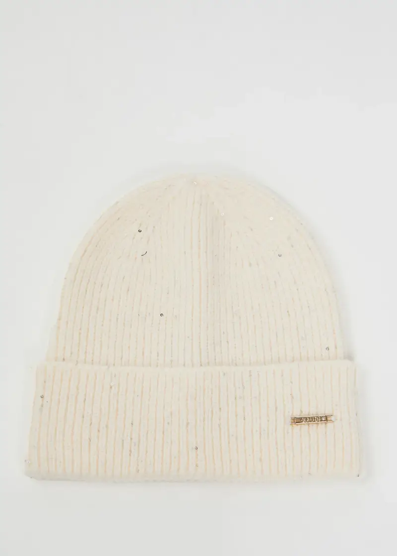 Fashion Berretto beanie bianco a costine Multicolore