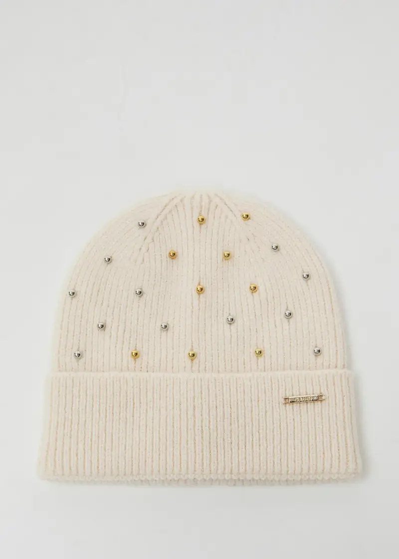 Fashion Berretto beanie bianco con borchie Multicolore